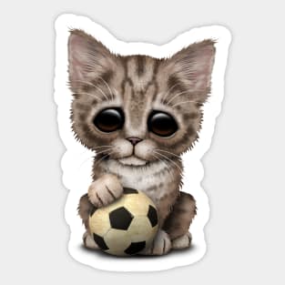 Cute Kitten With Football Soccer Ball Sticker